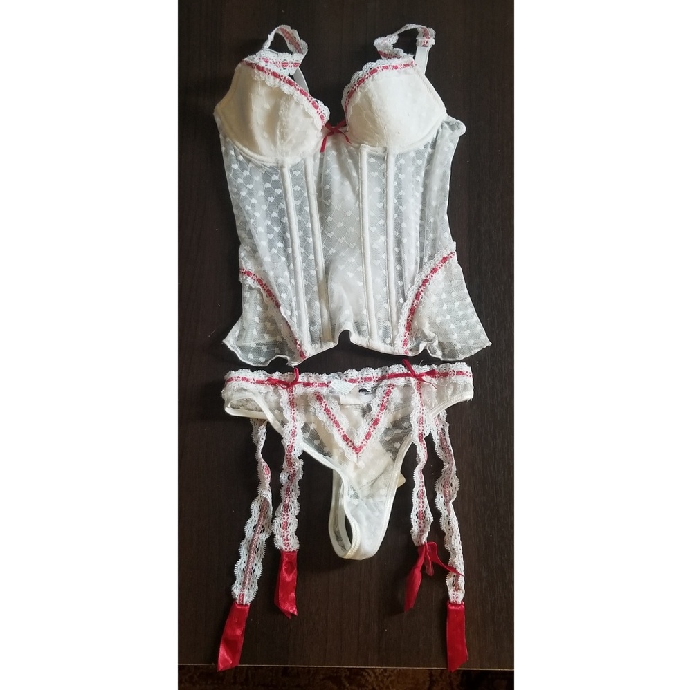 Lacey white heart lingerie